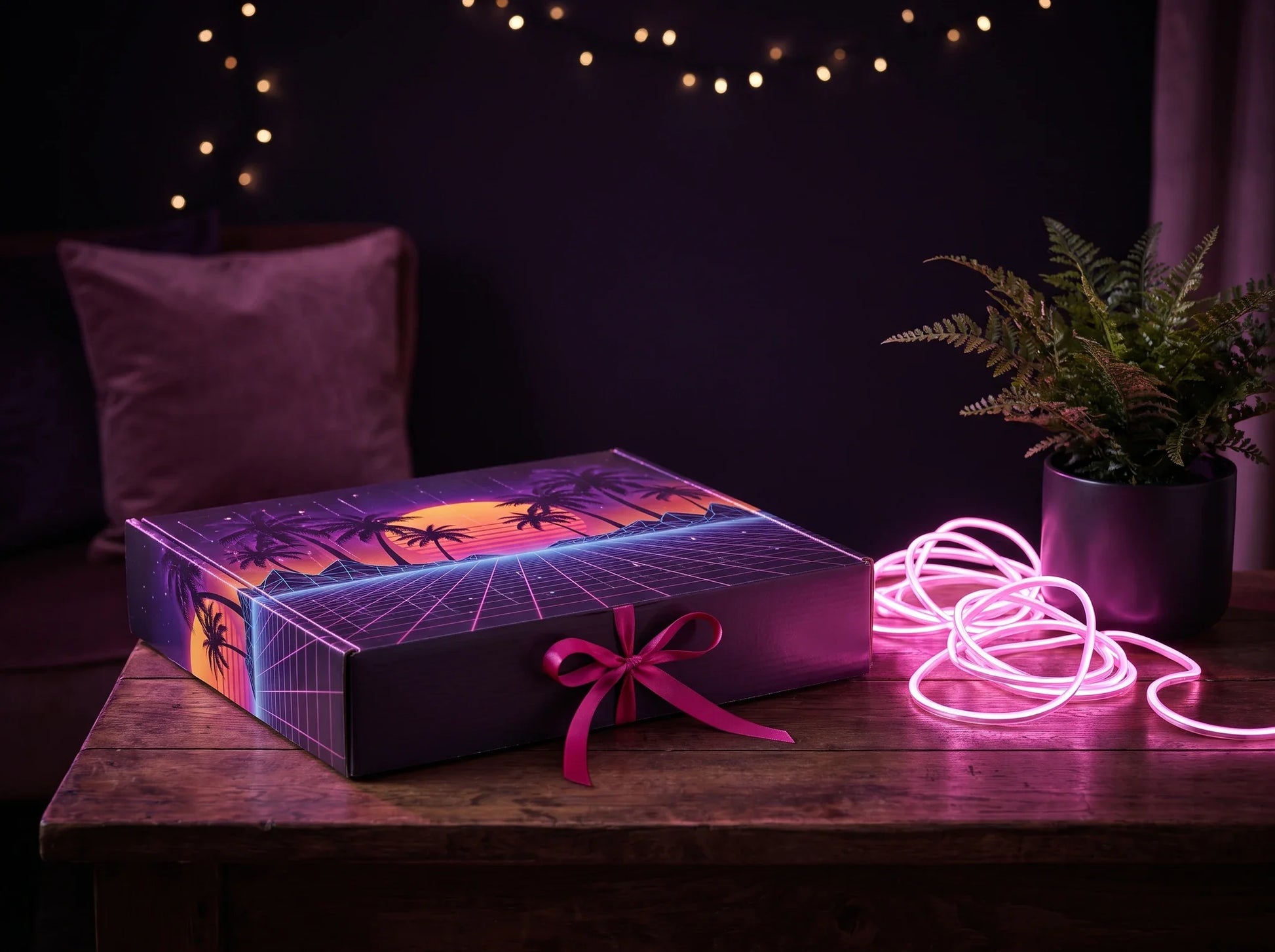 Vice Finds calendar tied with a pink ribbon as a gift