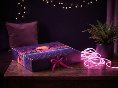 Vice Finds calendar tied with a pink ribbon as a gift